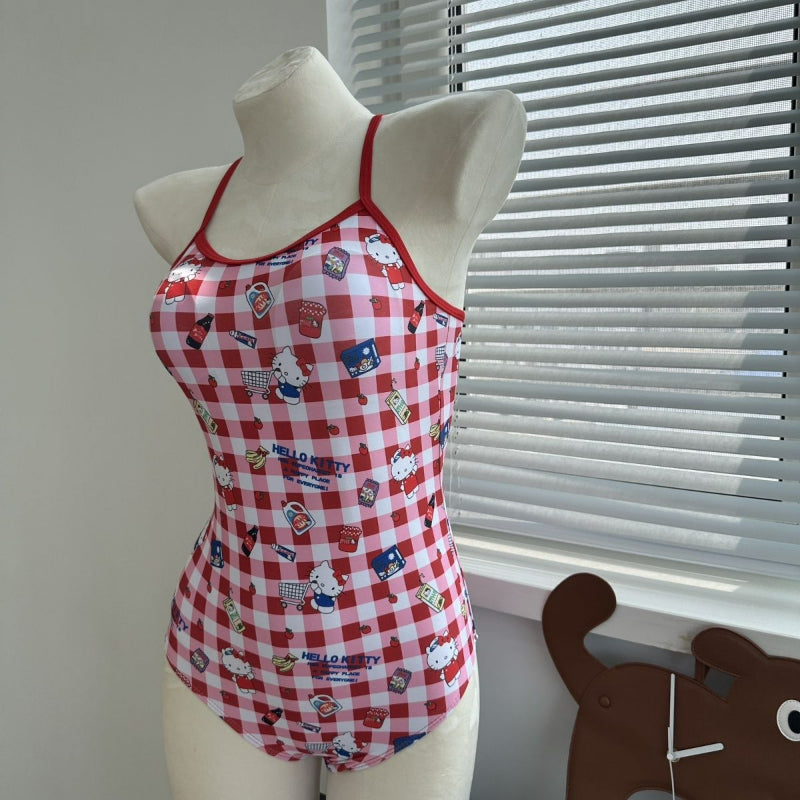 Cute Kitty Plaid Swimsuit KI614
