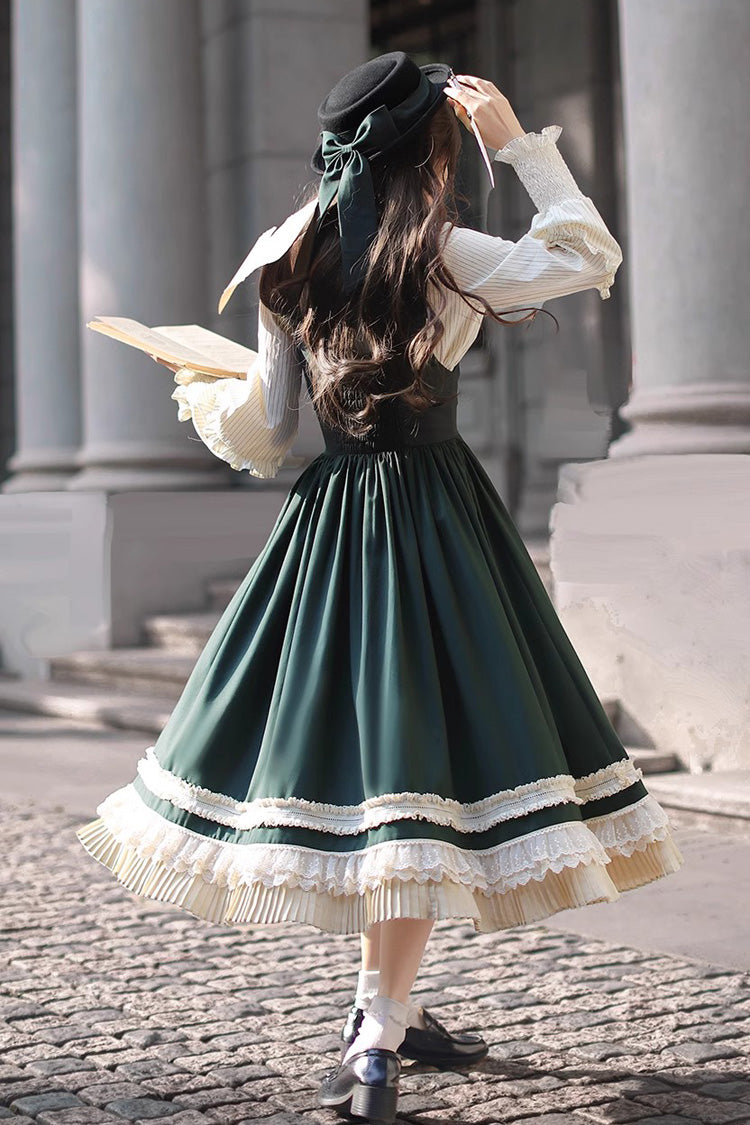 Emerald Artemis SP Ruffle Bow Lace College Style Elegant Lolita Jumper Gown
