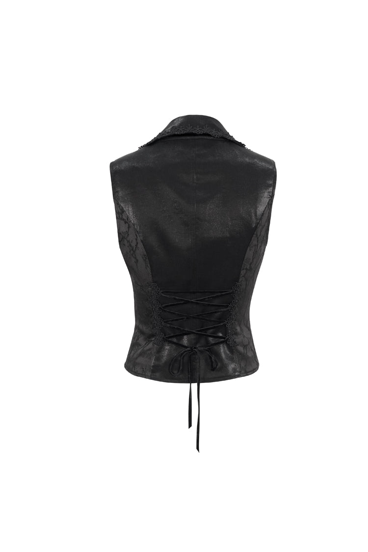 Ebony Floral-Embroidered Backless Corset Lace Goth Top