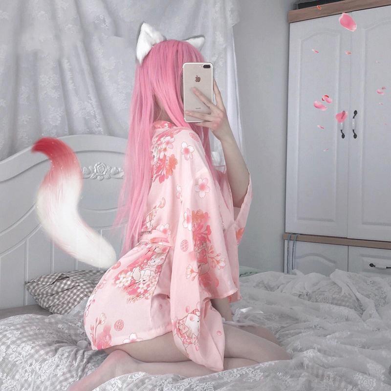 Cherry Blossom Kimono - bath robe, dress, dresses, pajama, pajamas