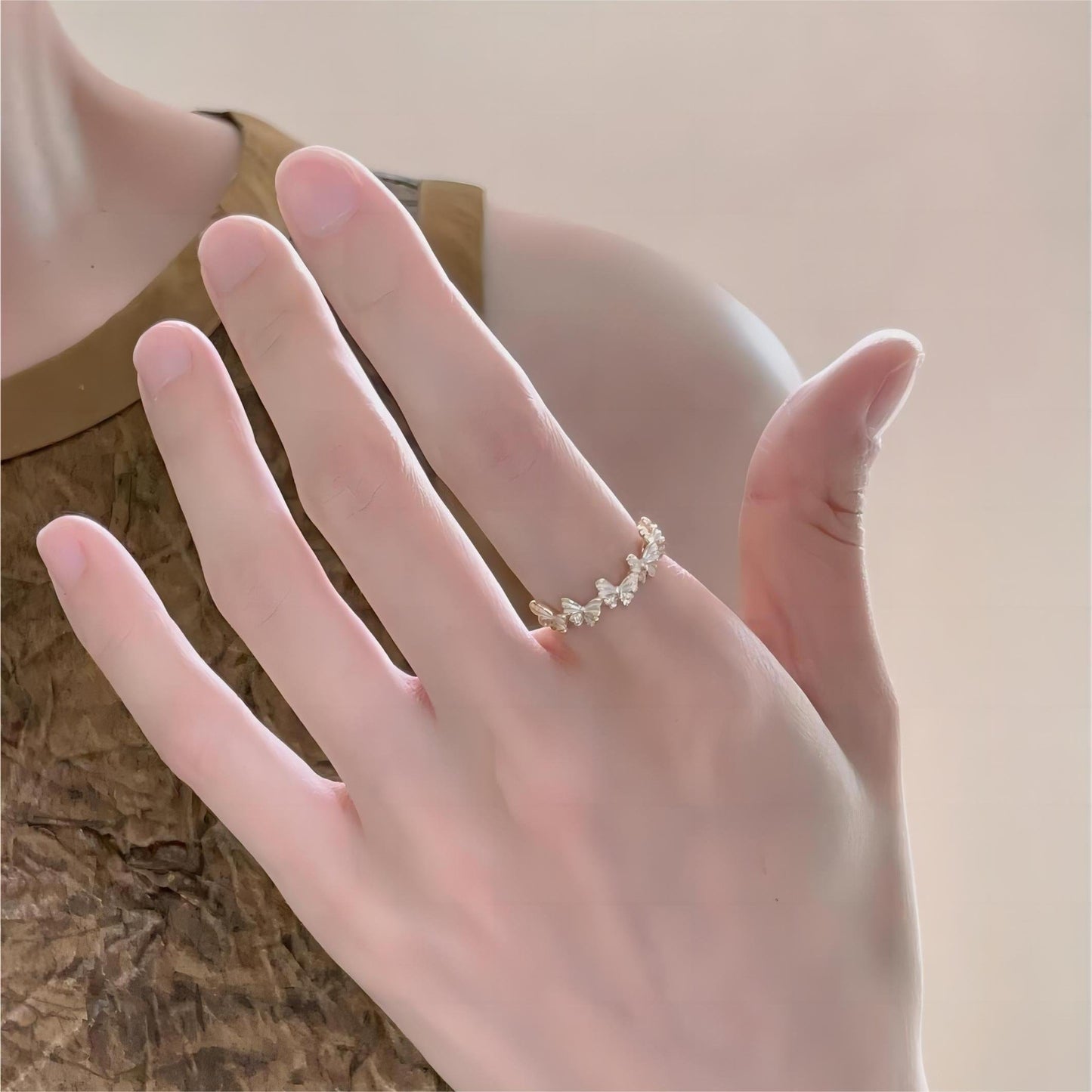 Elegant Gold Enamel Butterfly Ring