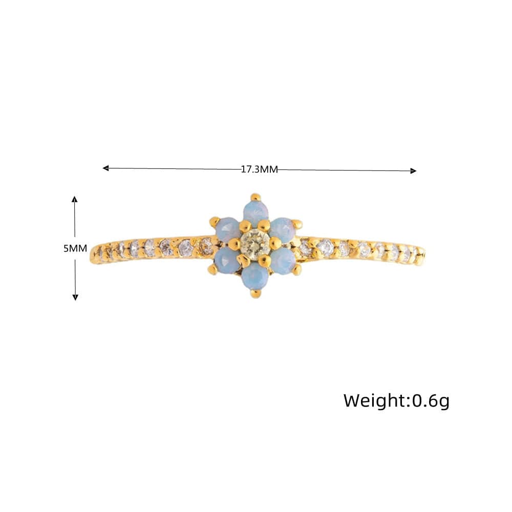 Ensemble de bagues assorties chic en cristal à motif floral, 2 pièces