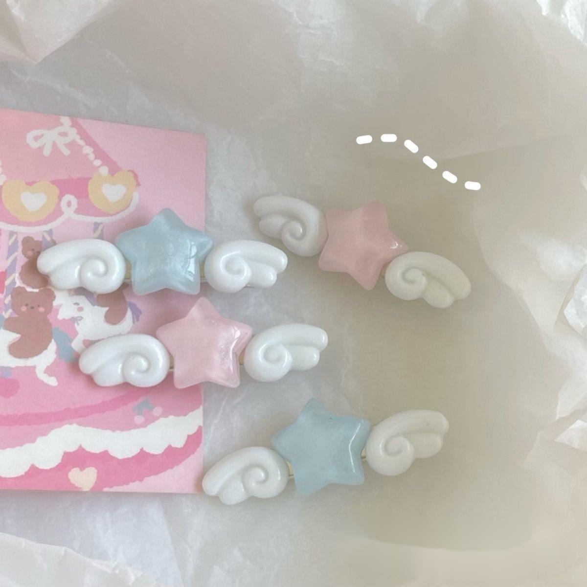 Kawaii Stern Engelsflügel Haarspangen Set