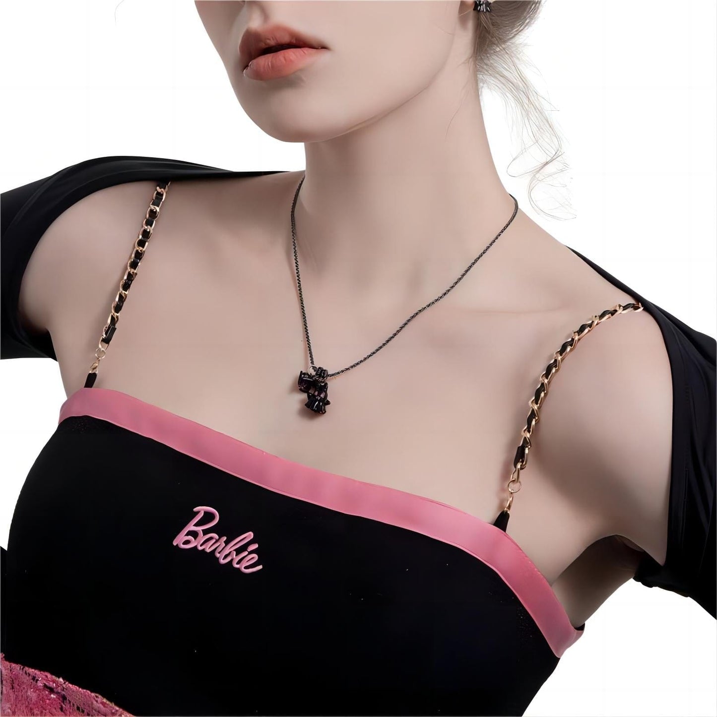 Collier Kawaii Petit Fantôme Noir et Blanc