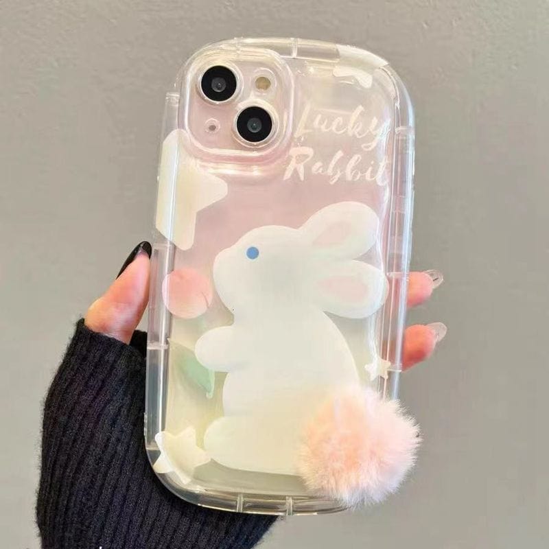 Hase Panda Plüschschwanz Silikon iPhone Hülle