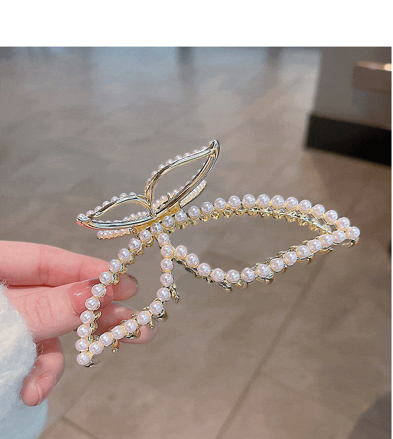 Schicke Haarspange mit Schmetterlings-Perlen-Chignon-Klauenclip