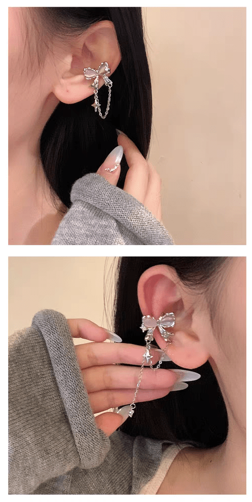 Elegante Ohrringe mit Schleife und Kette