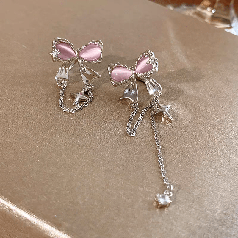 Elegante Ohrringe mit Schleife und Kette
