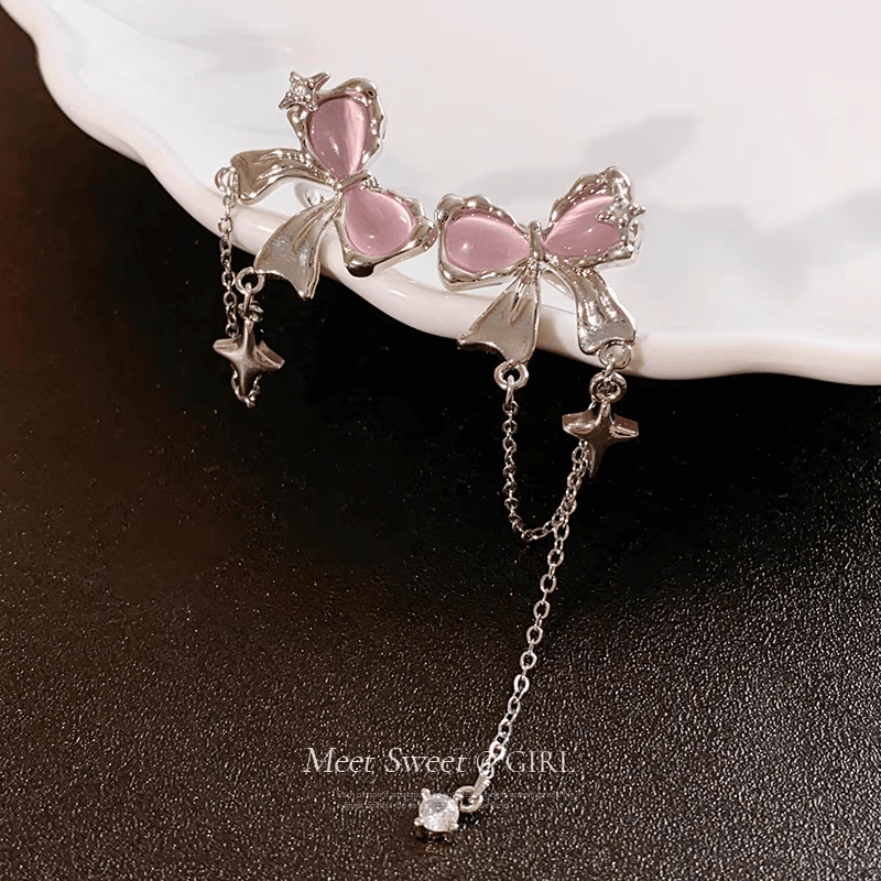 Elegant Bowknot Ear Cuff Chain Earrings