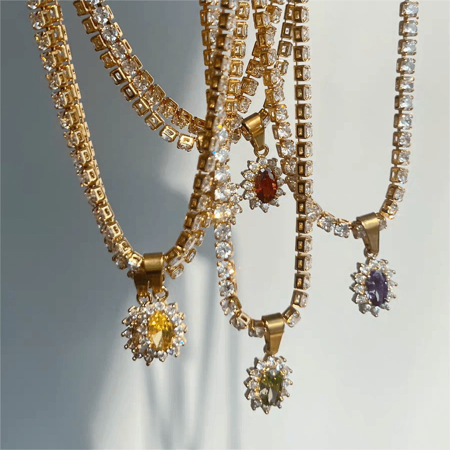 Colorful Crystal Flower Necklace