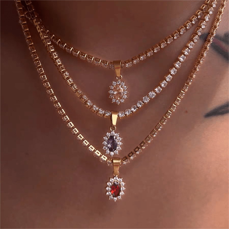 Colorful Crystal Flower Necklace