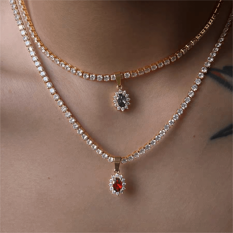 Colorful Crystal Flower Necklace