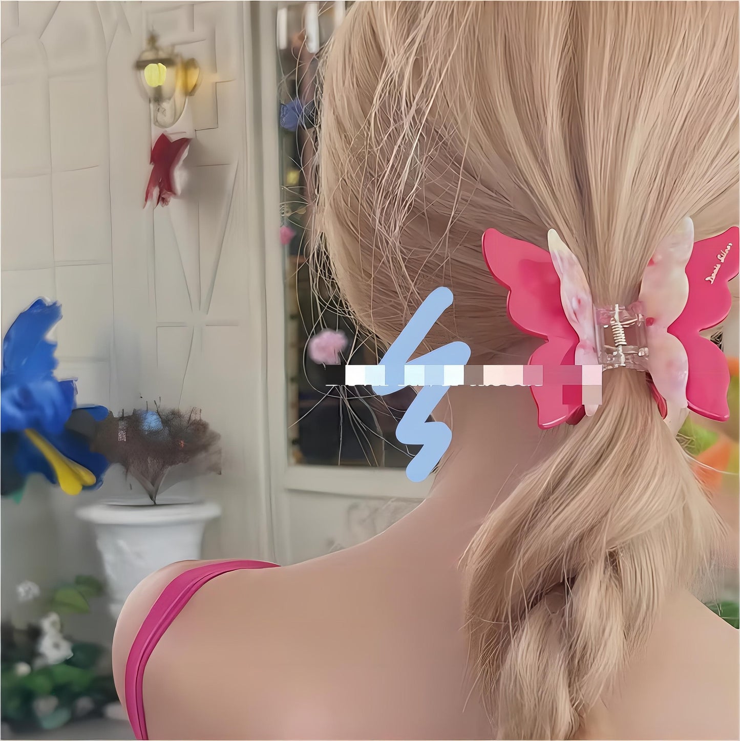 Bunte Schmetterling Chignon Krallenklammer Haarspange