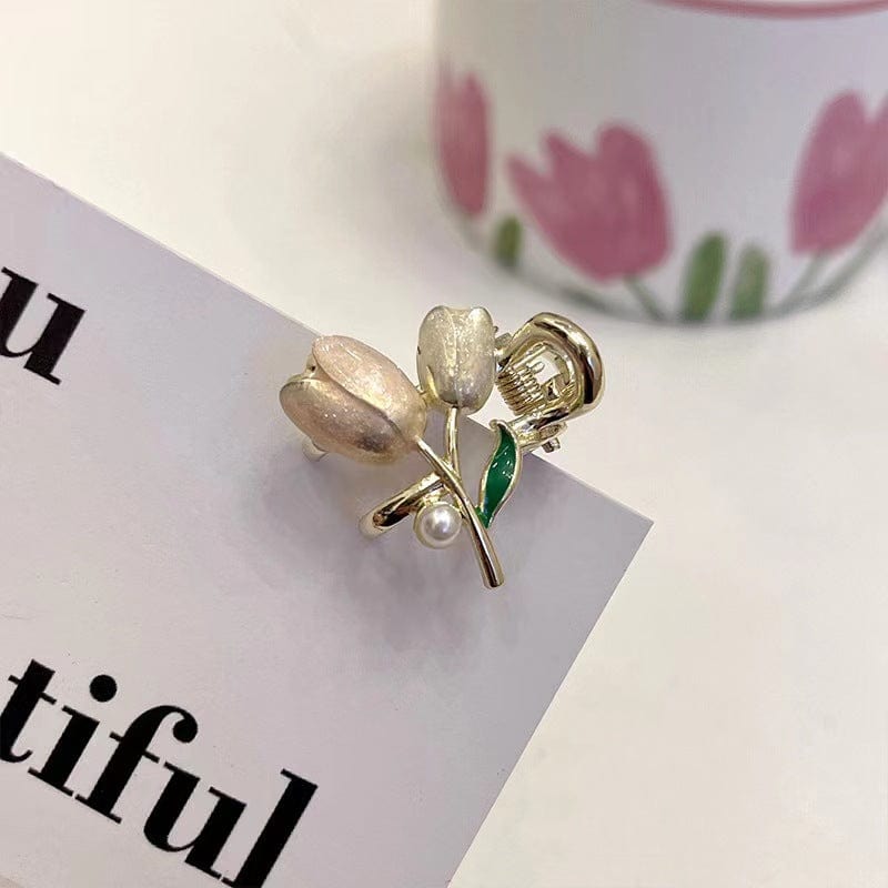 Trendy bunte Emaille Perlen Charm Tulpen Haarspange