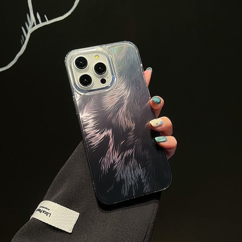 iPhone-Hülle mit buntem Laser-Federmuster