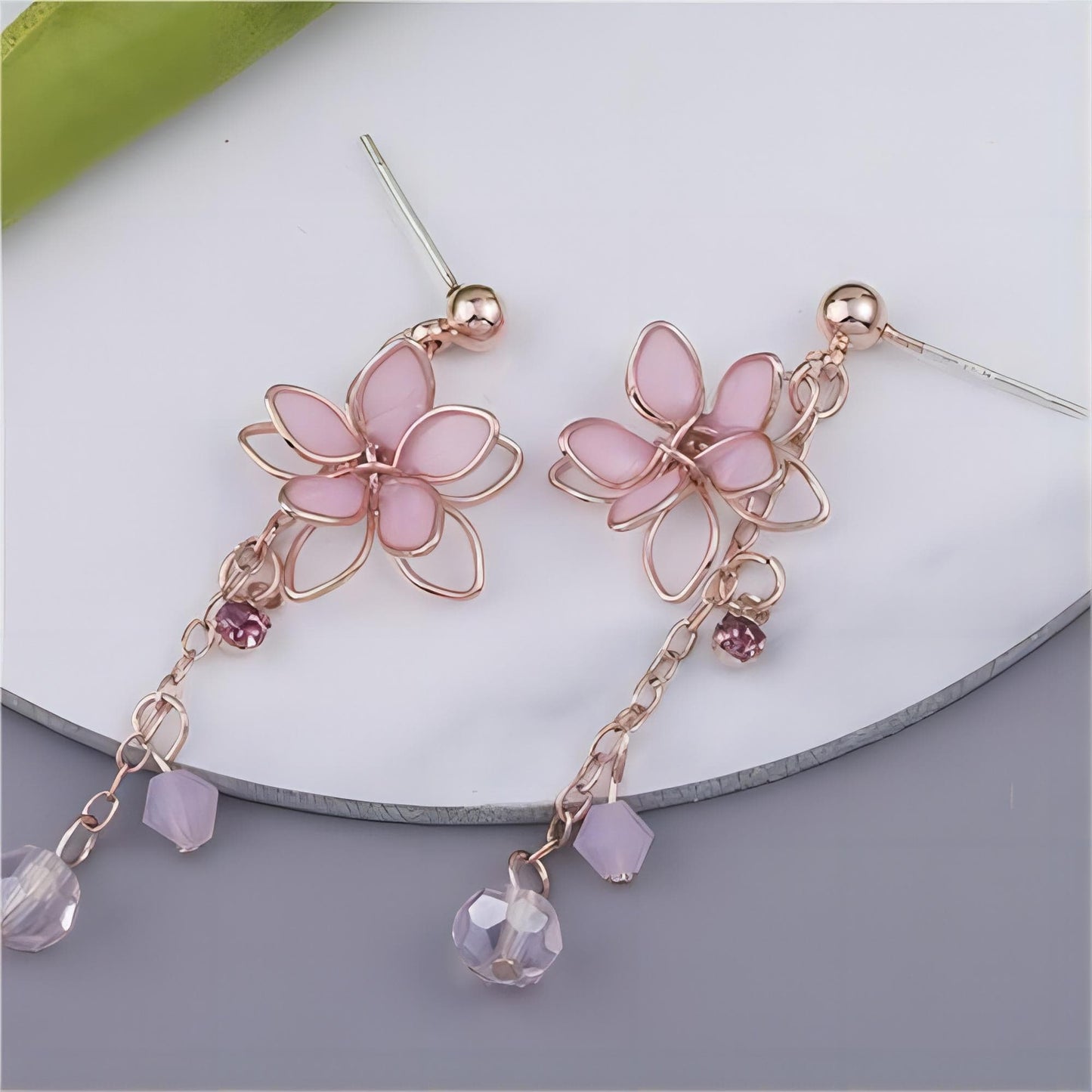 Crystal Cherry Blossom Dangle Earrings