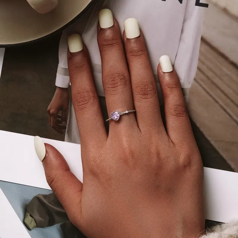 Trendy Adjustable Pink Crystal Heart Ring