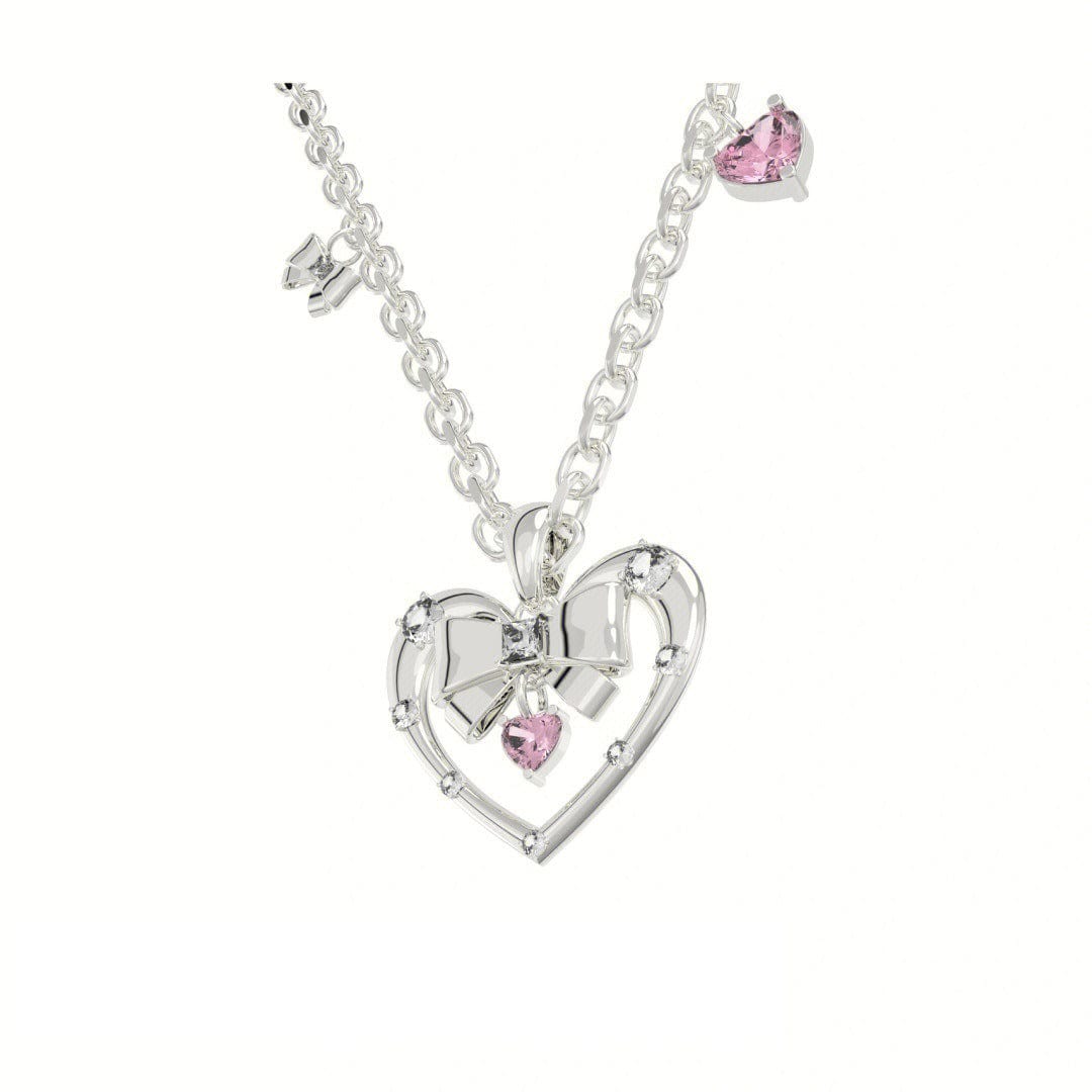 Trendy Bowknot Heart Pendant Necklace