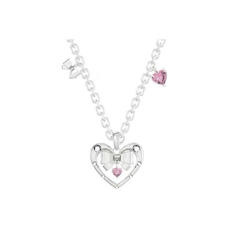 Trendy Bowknot Heart Pendant Necklace