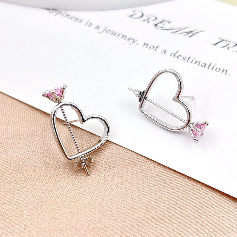 Boucles d'oreilles Kawaii en forme de cœur et de flèche Cupidon