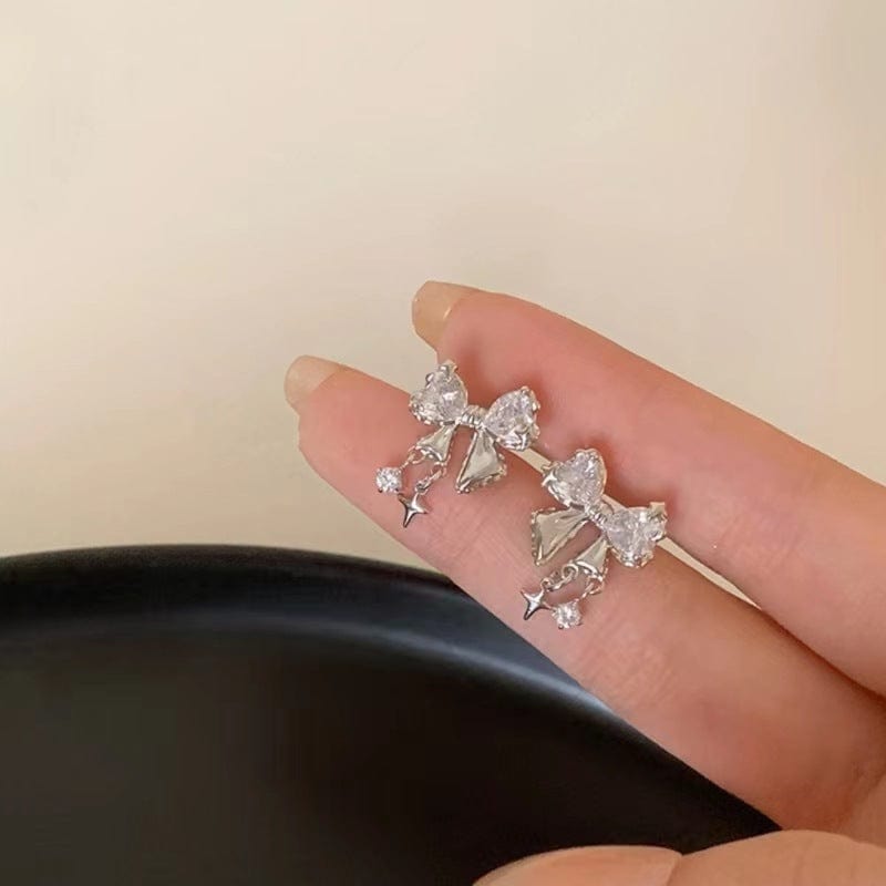 Sweet Star Crystal Butterfly Bowknot Earrings