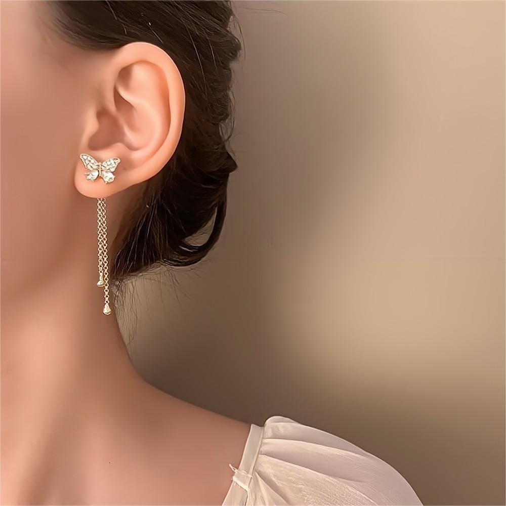 Boucles d'oreilles à pampilles papillon amovibles