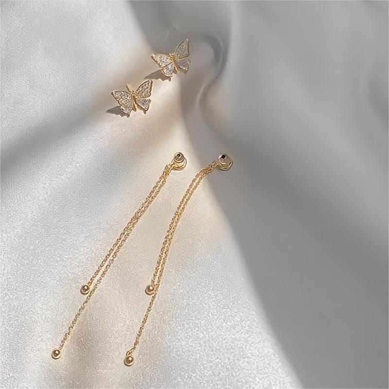Boucles d'oreilles à pampilles papillon amovibles