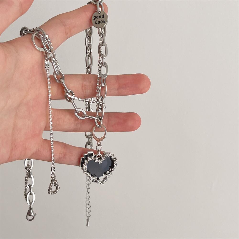 Sweet Detachable Heart Earrings Necklace