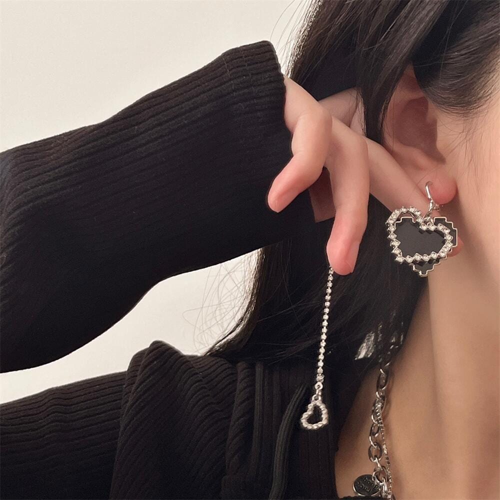 Sweet Detachable Heart Earrings Necklace
