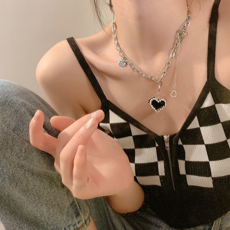 Sweet Detachable Heart Earrings Necklace