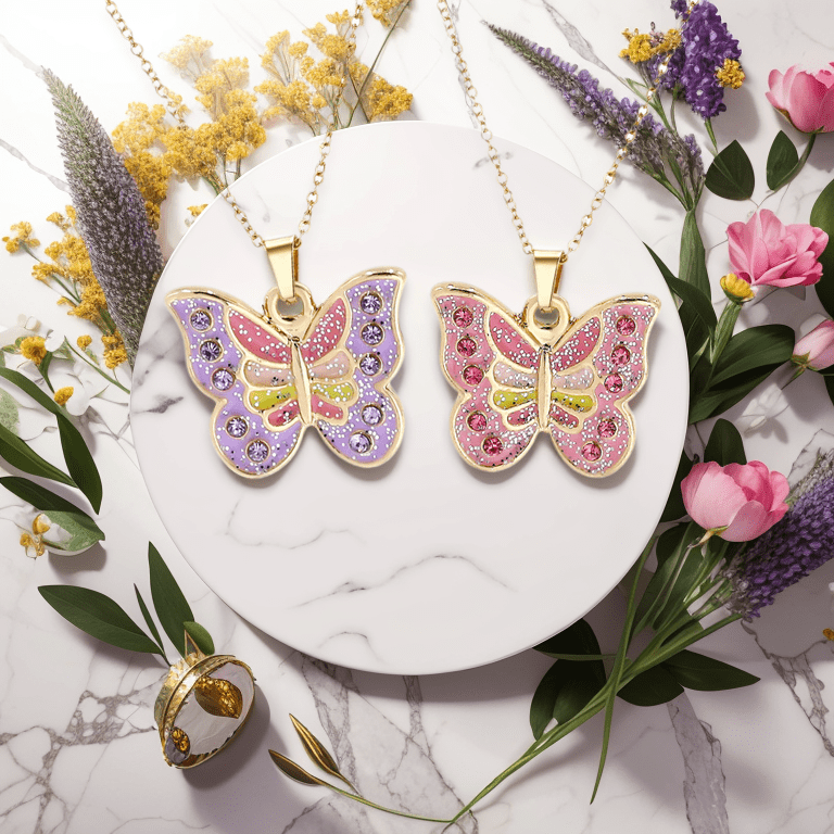 Collier assorti à motif papillon doux et beau
