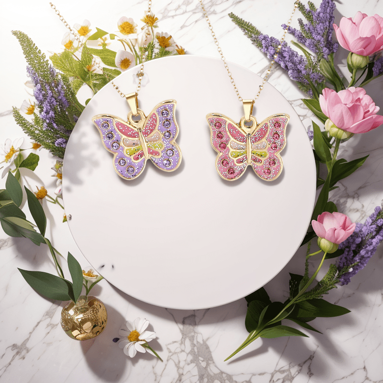Collier assorti à motif papillon doux et beau