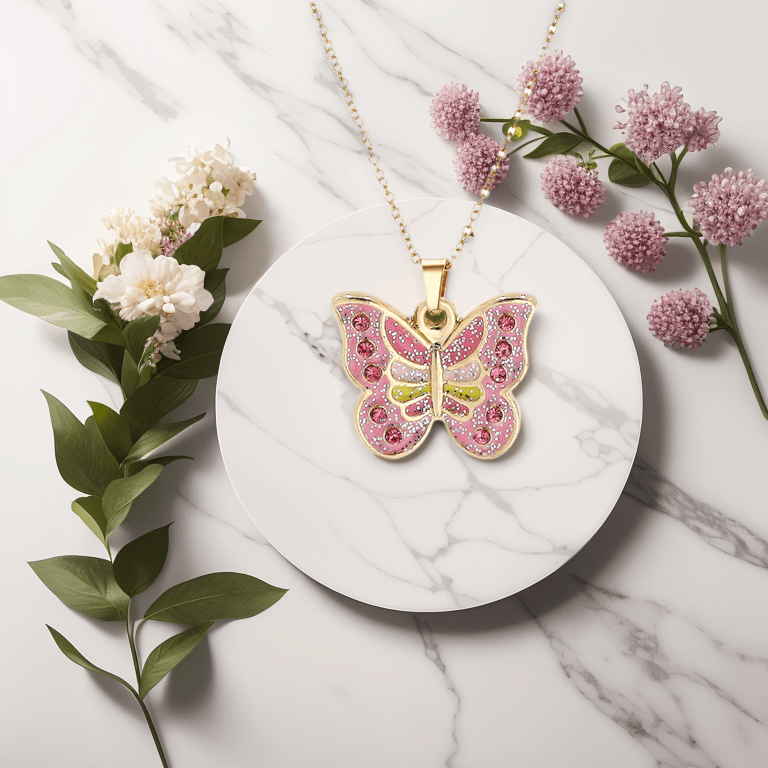 Collier assorti à motif papillon doux et beau