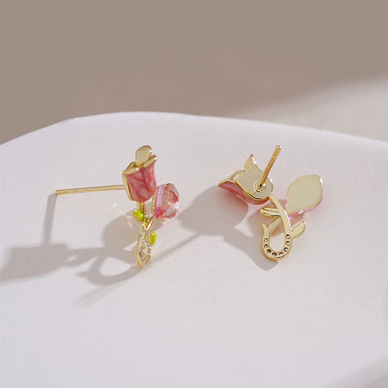 Boucles d'oreilles tulipes roses douces