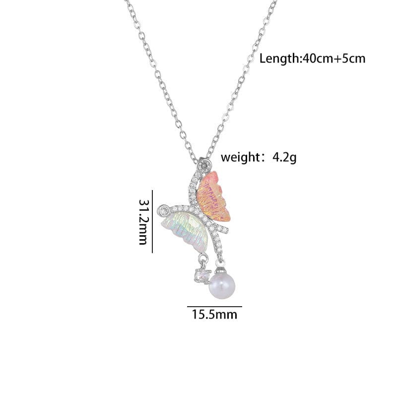 Gradient Butterfly Pearl Necklace