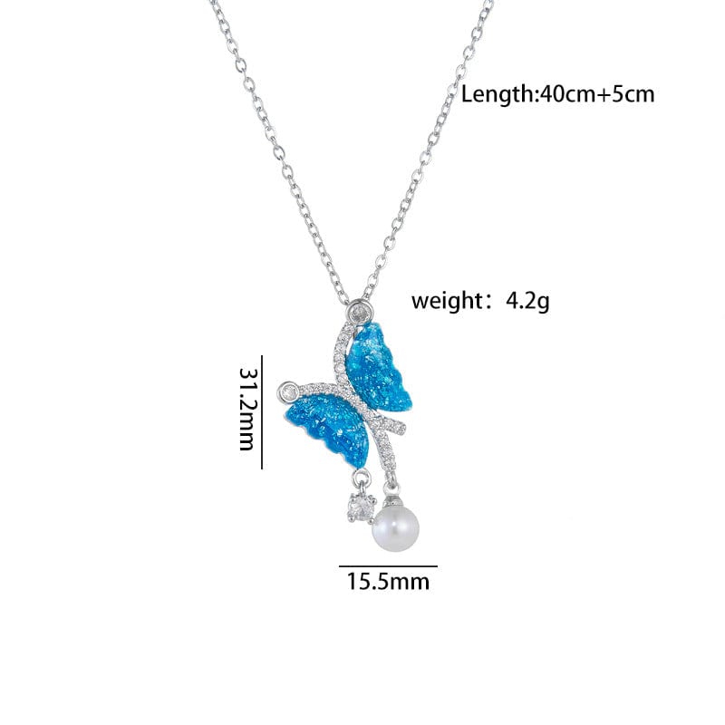 Gradient Butterfly Pearl Necklace