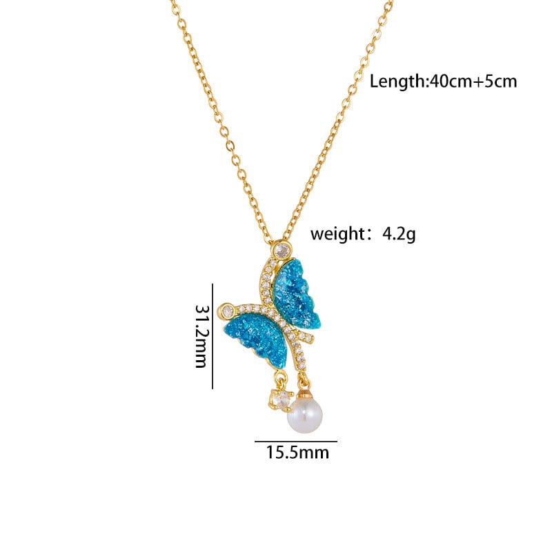 Gradient Butterfly Pearl Necklace