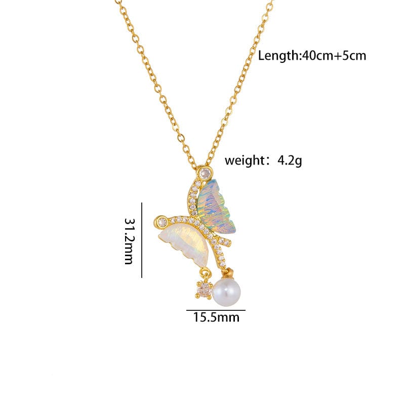 Gradient Butterfly Pearl Necklace