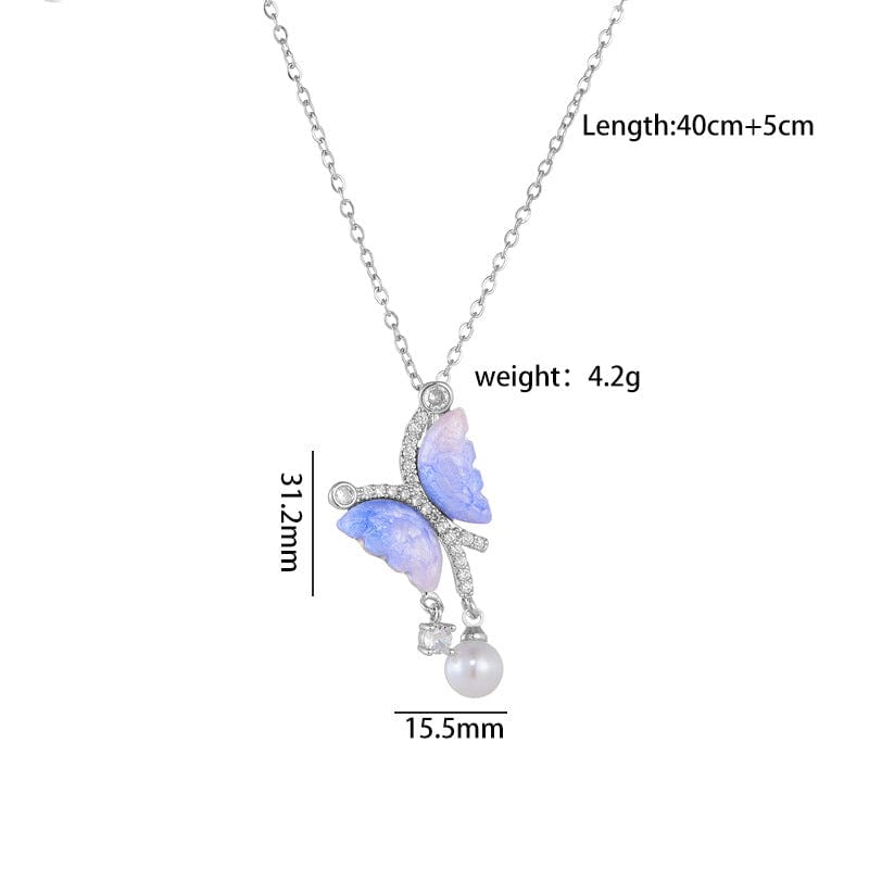 Gradient Butterfly Pearl Necklace