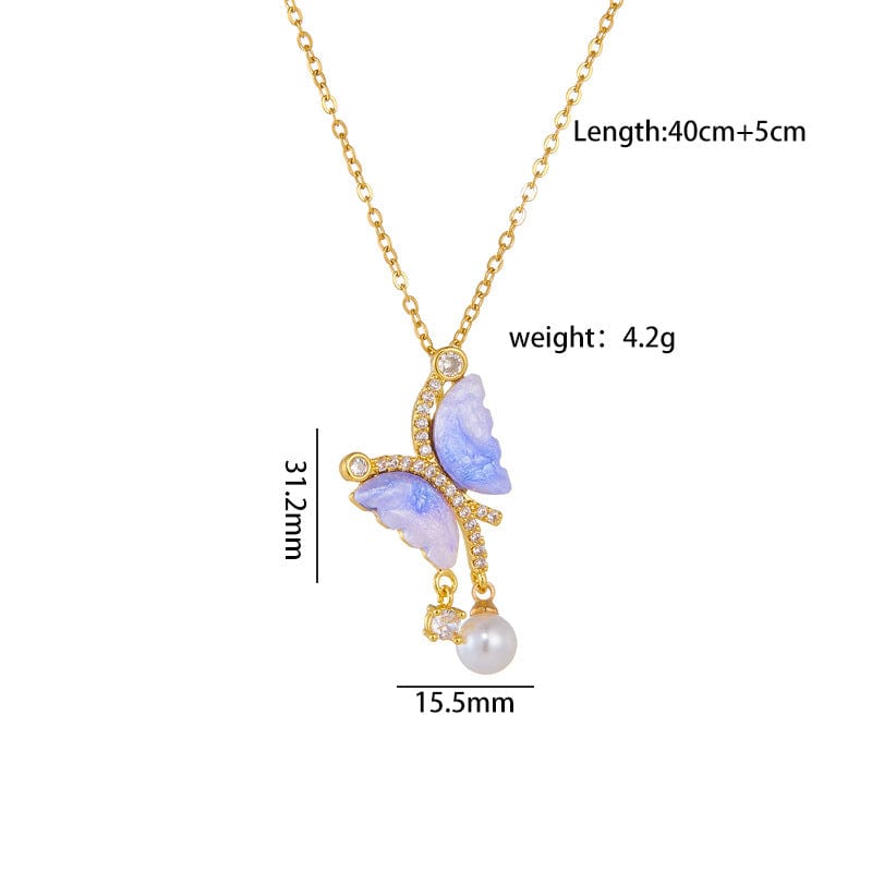 Gradient Butterfly Pearl Necklace