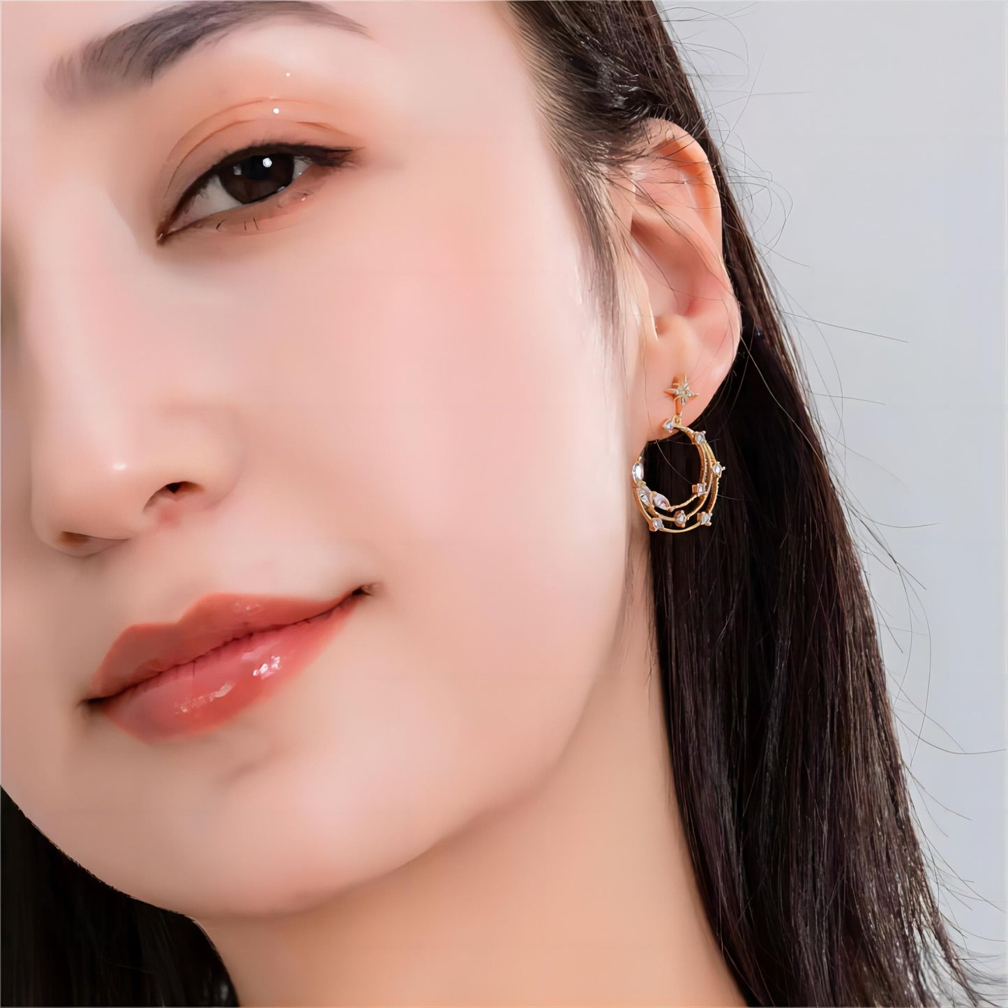 Ensemble de boucles d'oreilles à tige pendantes en forme d'étoile et de phase de lune