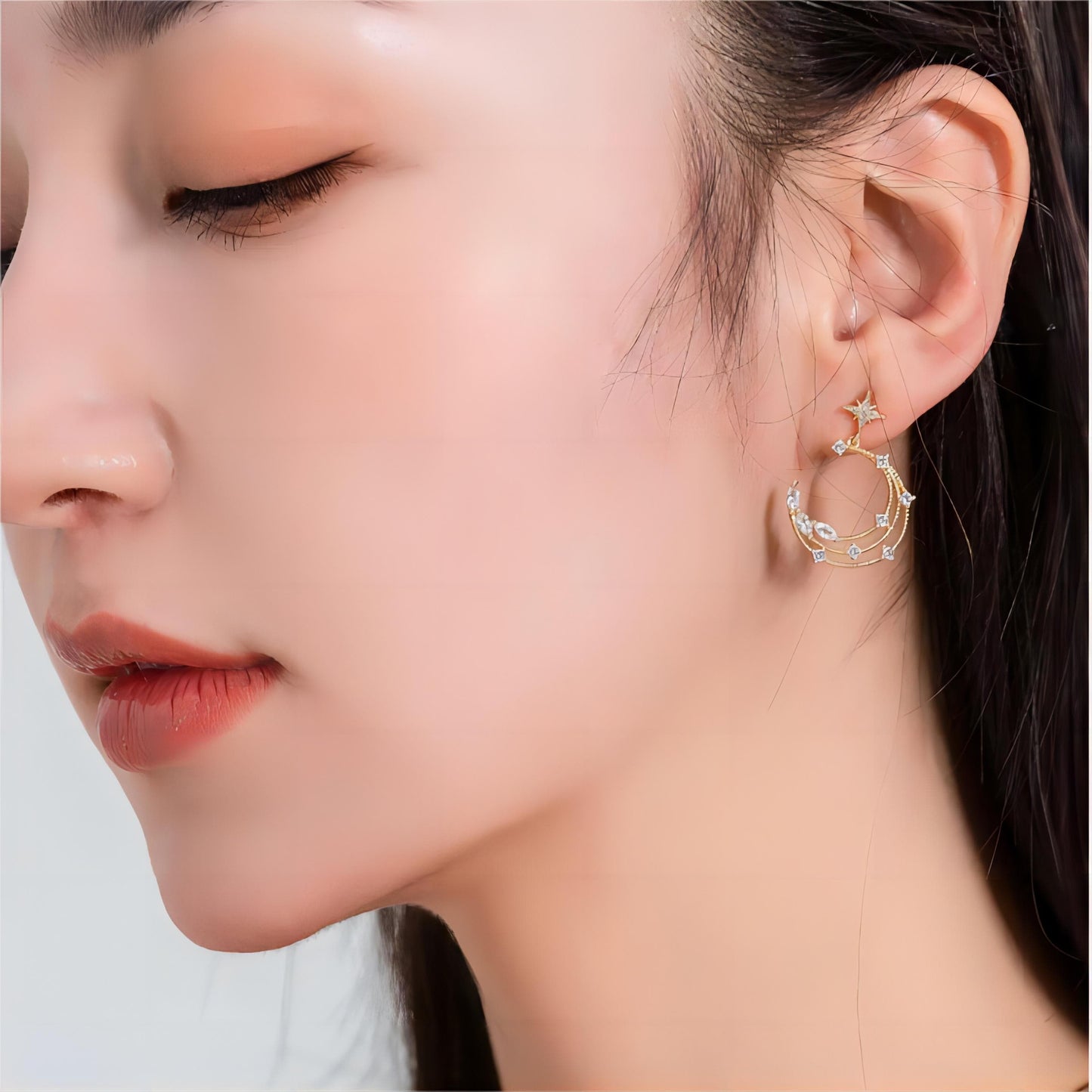 Ensemble de boucles d'oreilles à tige pendantes en forme d'étoile et de phase de lune