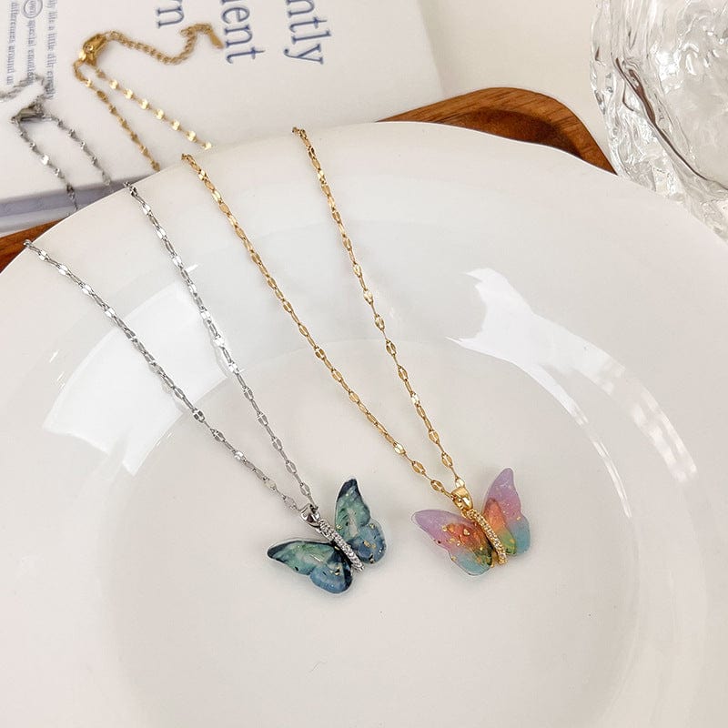 Elegant Colorful Butterfly Necklace