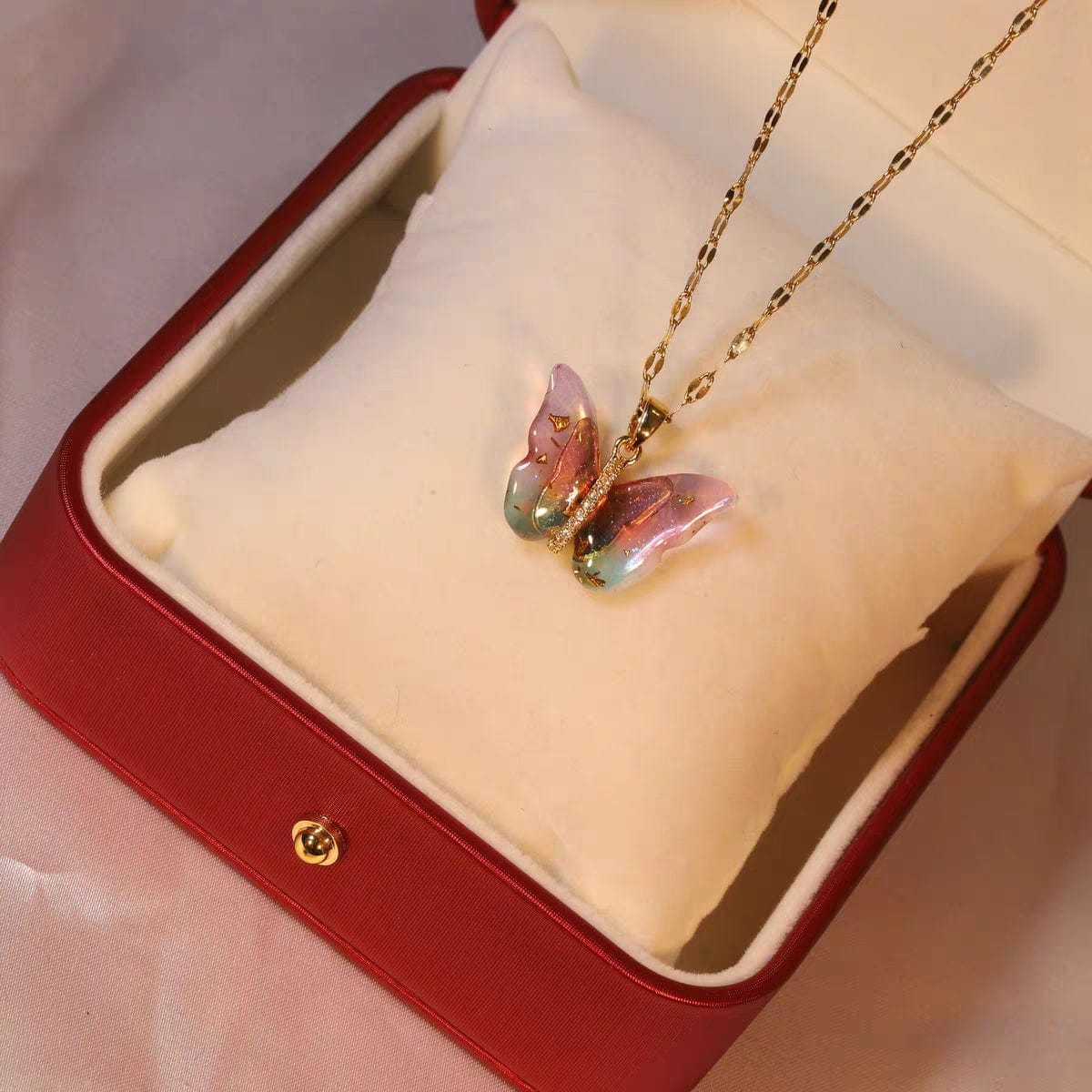 Elegant Colorful Butterfly Necklace