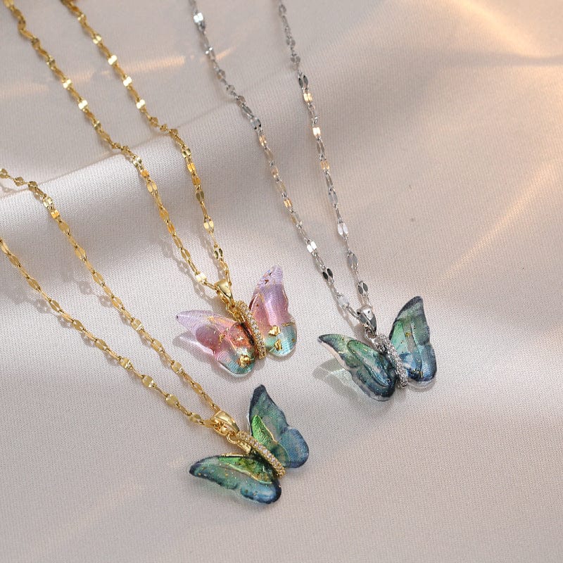 Elegant Colorful Butterfly Necklace