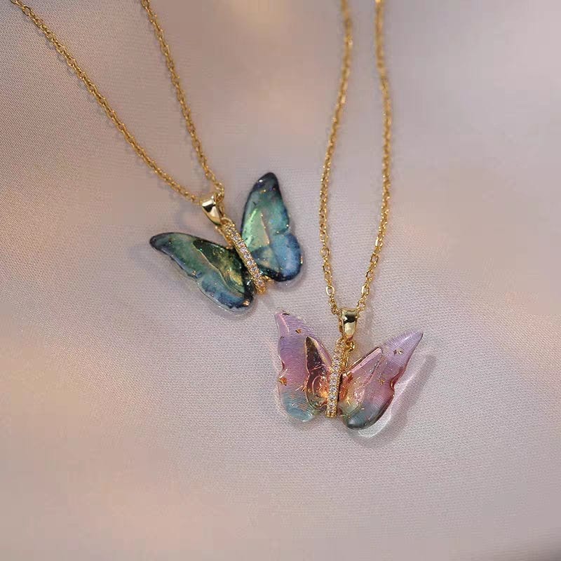Elegant Colorful Butterfly Necklace