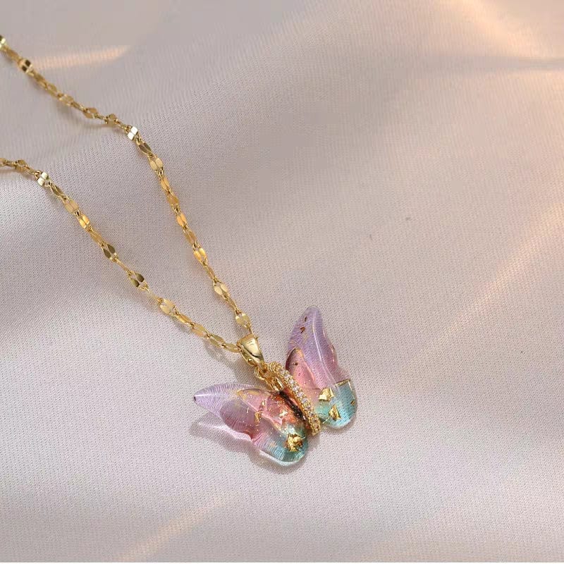 Elegant Colorful Butterfly Necklace