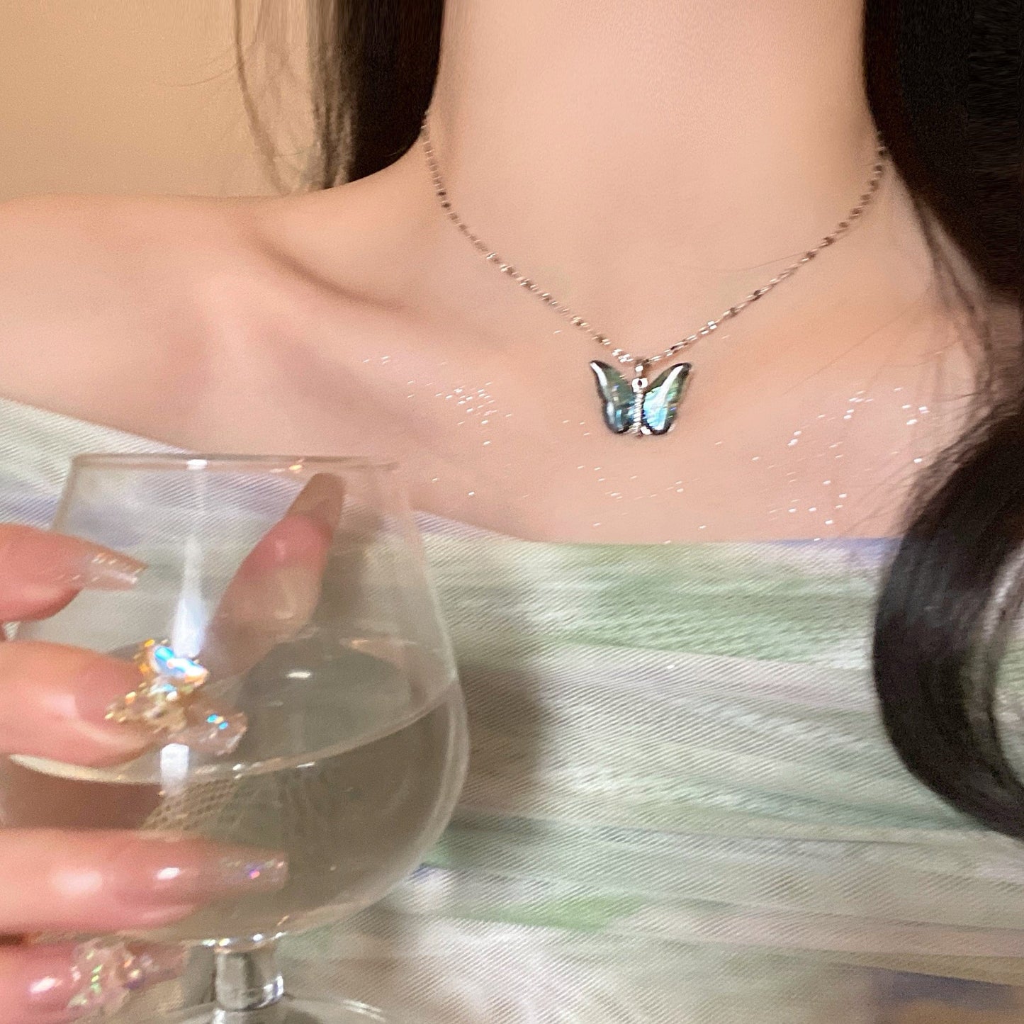 Elegant Colorful Butterfly Necklace