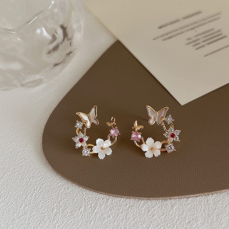 Boucles d'oreilles charmantes en forme de papillon et de coquillage