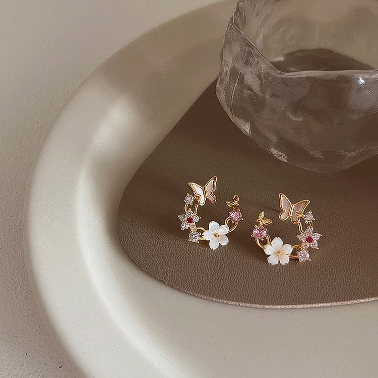 Boucles d'oreilles charmantes en forme de papillon et de coquillage
